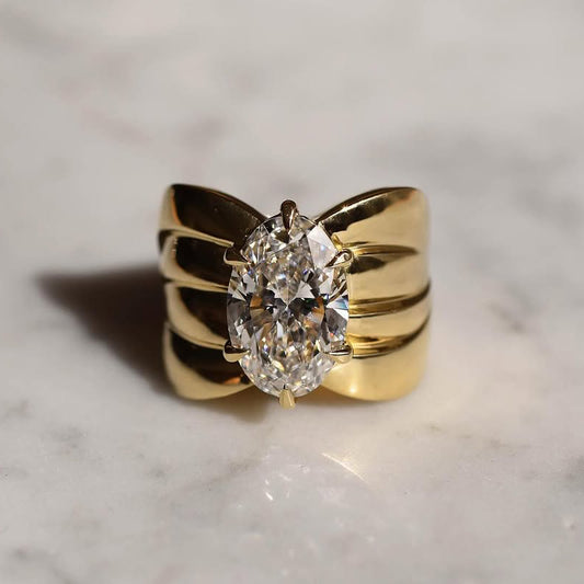 3.8Ct Oval Cut Claw Set White Sapphire Vintage Engagement Ring-JEWELBUYS