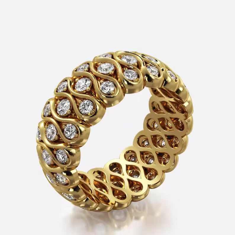 2.1ctw Round Cut Sapphire Eternity Band- JEWELBUYS