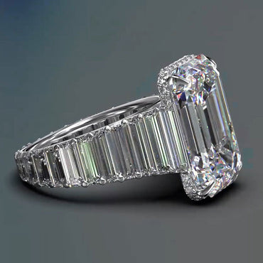 Sparkling 5.6ct emerald penguin cut diamond engagement ring - JEWELBUYS