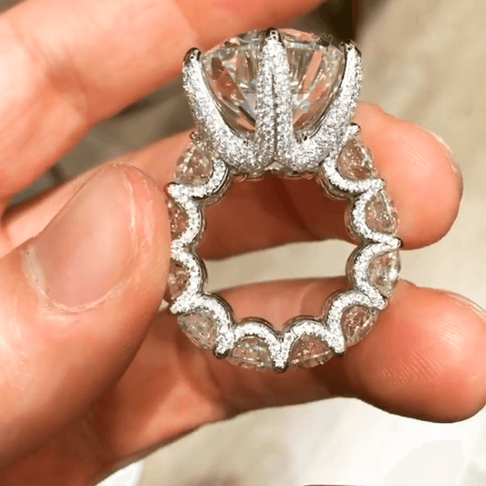 18ctw Round Cut White Sapphire Paved Engagement Ring-JEWELBUYS