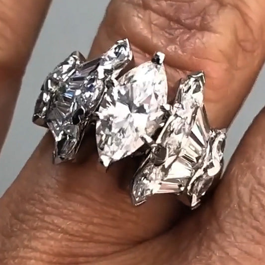 3.0Ctw marquise center white sapphire channel set engagement ring-JEWELBUYS