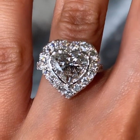 Romantic 3ct Heart Diamond Engagement Ring - JEWELBUYS