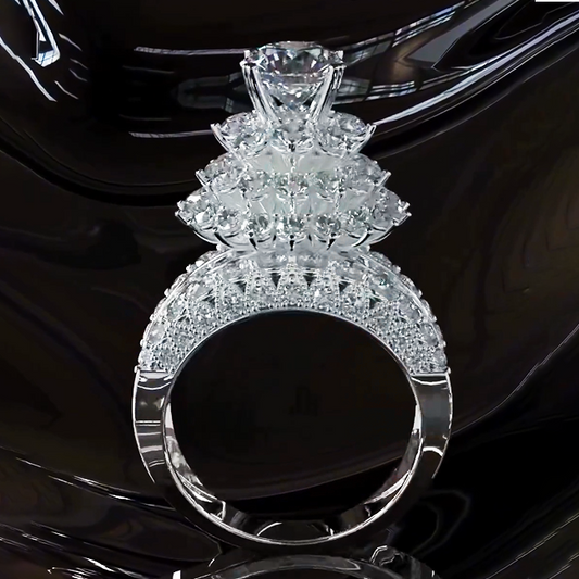 Deluxe 15 ctw White Sapphire Round Cut Engagement Ring - JEWELBUYS