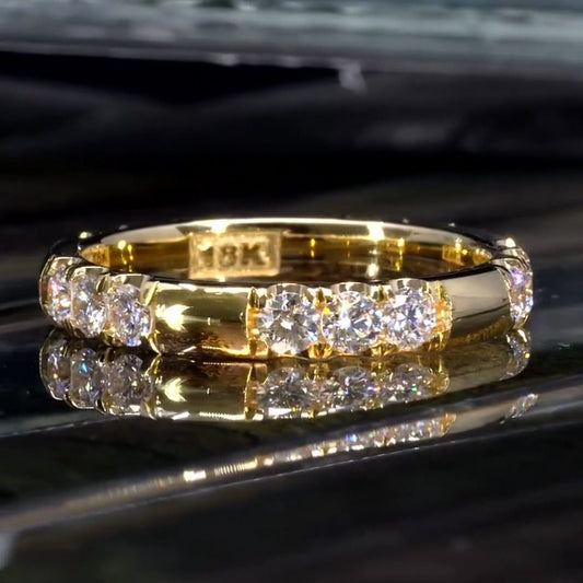 1.5Ctw Round Cut Simple Elegant White Sapphire Eternity Band-JEWELBUYS