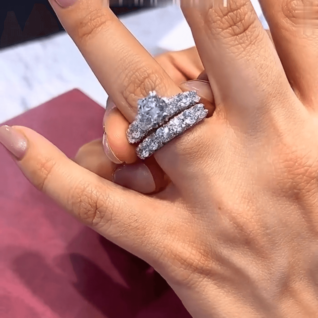 Shiny 3ct Round Cut White Sapphire Women's Engagement Ring in Silver-JEWELBUYS