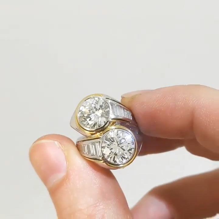 6.0Ctw Round Double Sapphire Bypass Ring-JEWELBUYS