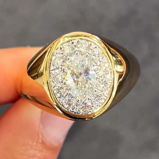 Vintage 4ct Oval Cut White Sapphire Wide Band Women's Engagement Ring in Gold-JEWELBUYS