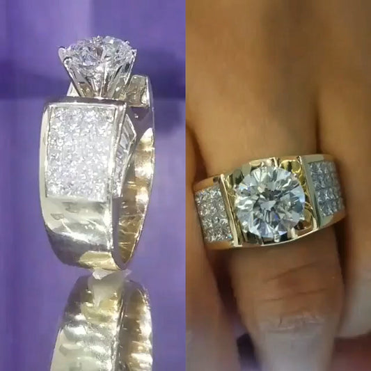 5.6ctw Round Cut White Sapphire 80's Vintage Engagement Ring-JEWELBUYS