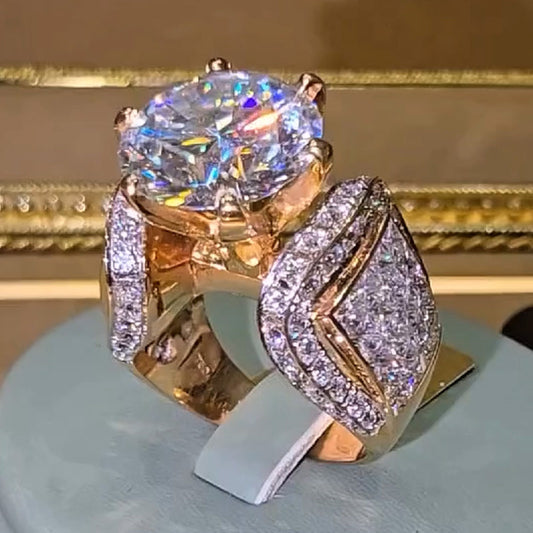 10.02Ctw Round Cut Vintage Look White Sapphire Engagement Ring-JEWELBUYS