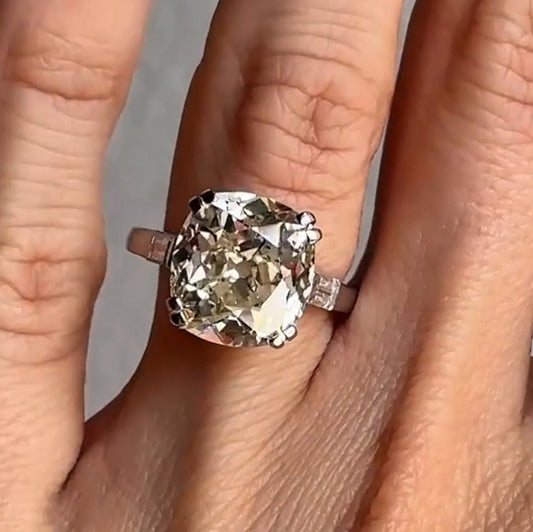 4.6ct Old Mine Cut Art Deco White Sapphire Engagement Ring-JEWELBUYS