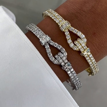8.0Ctw White Sapphire Romantic Rope Knot Bracelet-JEWELBUYS