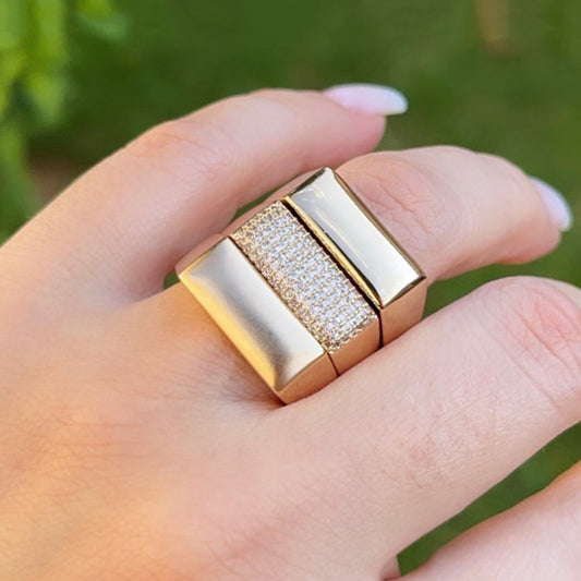 Unique Style 1ct Round Cut White Sapphire Women's Ring Set in Gold & Silver-JEWELBUYS