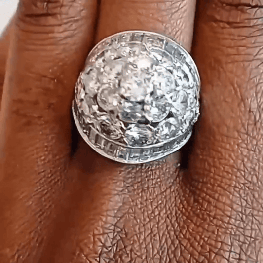 Vintage 5ct French White Sapphire Engagement Ring in Silver-JEWELBUYS