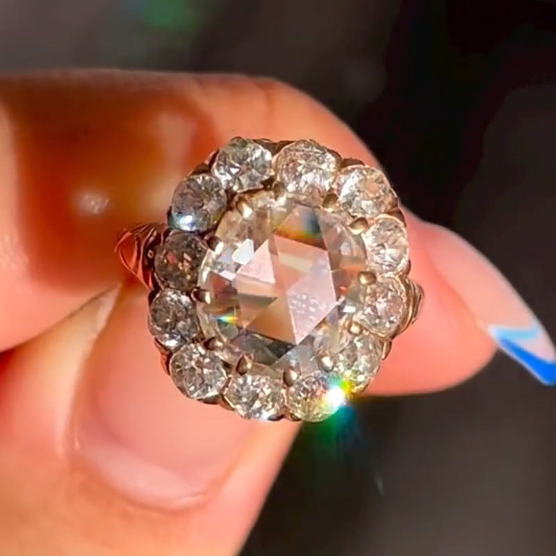 2.71ct Cushion Rose Cut Vintage Style Engagement Ring-JEWELBUYS