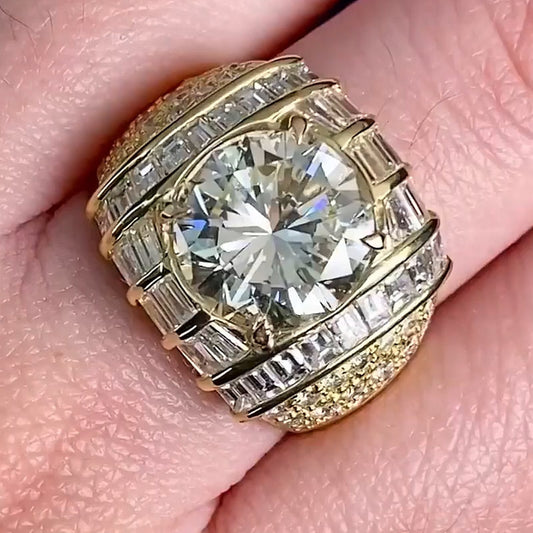 7.7ctw Round Cut White Sapphire Luxury Statement Engagement Ring-JEWELBUYS