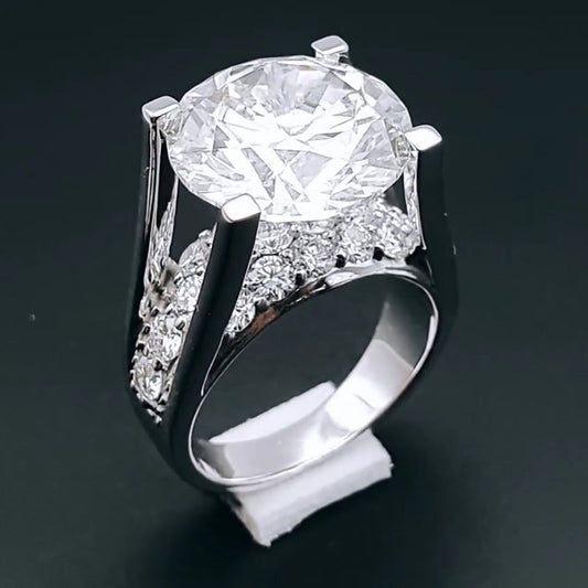 Elegant 8.0ct Wide Band Diamond Engagement Ring -JEWELBUYS