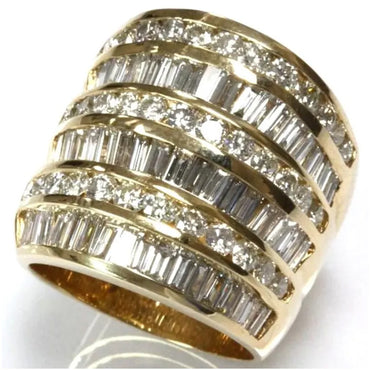 2.88Ctw Baguette and Round Cut White Sapphire Channel Set Cocktail Ring-JEWELBUYS