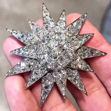 8.0ctw Round Cut Sapphire Star Medallion Brooch-JEWELBUYS