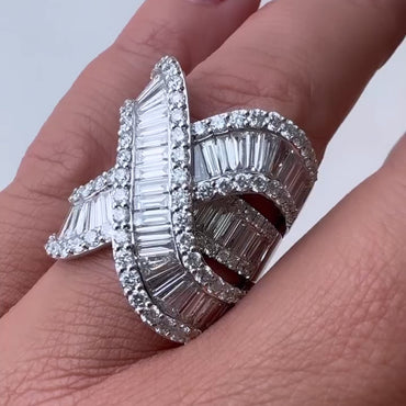 5.0Ctw Baguette Cut Unique Shape Wrap Ring-JEWELBUYS