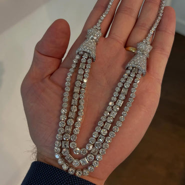 110Ctw Round Cut Gemstone Triple Gemstone Necklace-JEWELBUYS