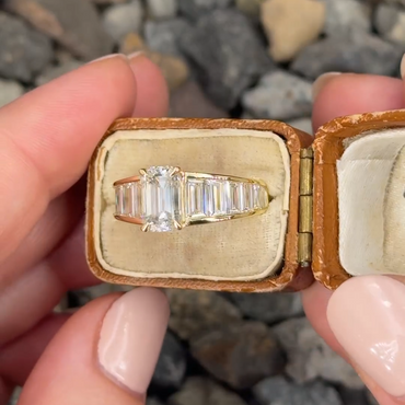 Elegant 3ct Emerald Cut White Sapphire Women's Engagement Ring in Gold-JEWELBUYS