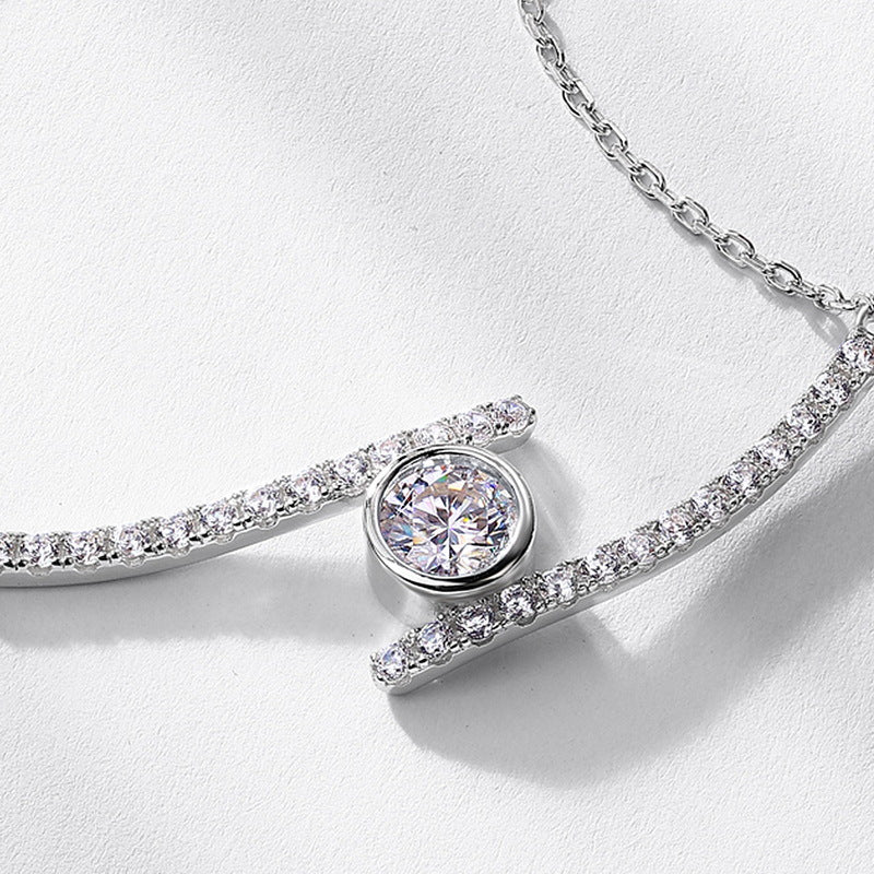 Stylish 1 ctw Round Cut White Gemstone Necklace -JEWELBUYS