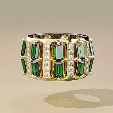 4.0ctw Baguette Cut Emerald Sapphire Exquisite Band-JEWELBUYS