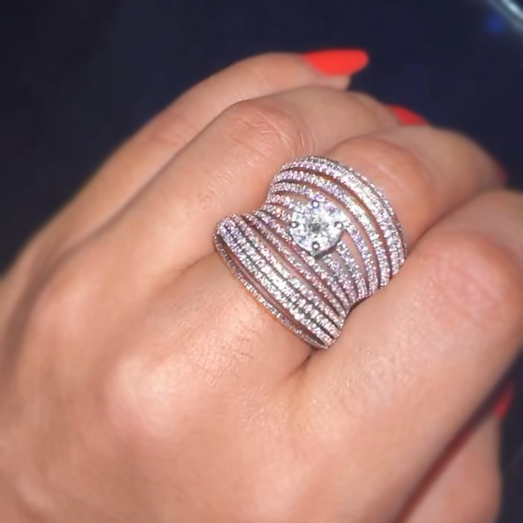 Stylish 5 ctw Round & Marquise Cut White Gemstone Ring -JEWELBUYS