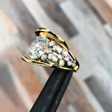 Unique 6 ctw Round Cut White Gemstone River of Stars Engagement Ring -JEWELBUYS