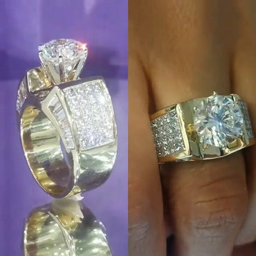 5.6ctw Round Cut White Sapphire 80's Vintage Engagement Ring-JEWELBUYS