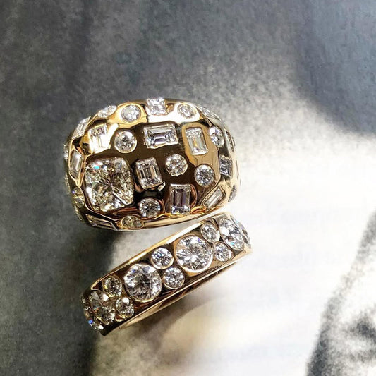 10Ctw Brilliant Fancy Sapphire Dome Stacked Rings-JEWELBUYS