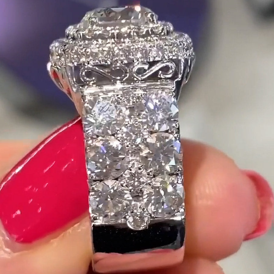 7.6ctw Round Cut Luxury Set Sapphire Engagement Ring-JEWELBUYS