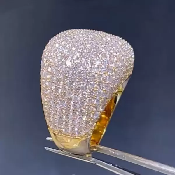 9ctw Pave Round Cut White Sapphire Large Dome Diamond Ring-JEWELBUYS