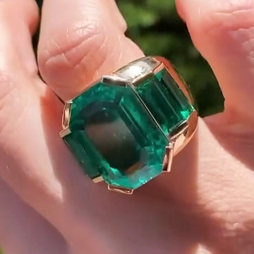 7.67ctw Emerald Cut Mystic Green Sapphire Ring-JEWELBUYS