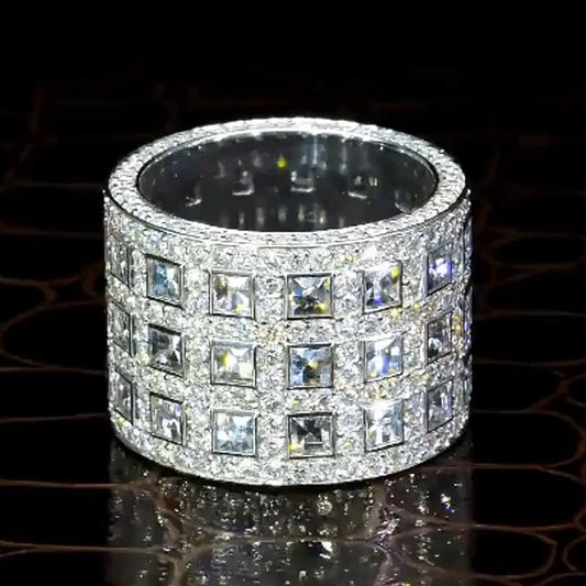 8.0Ctw Square-Cut Wideband Sapphire Band- JEWELBUYS