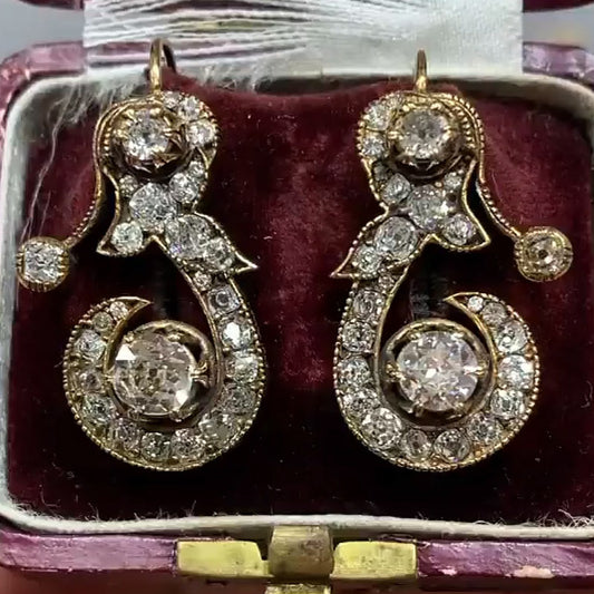 3.5ctw Perfect Antique Ottoman Style Rose Cut Decorative Earrings - JEWELBUYS