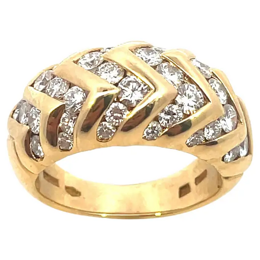 Vintage 3ct Round Cut White Sapphire Wide Band Women's Ring in Gold-JEWELBUYS