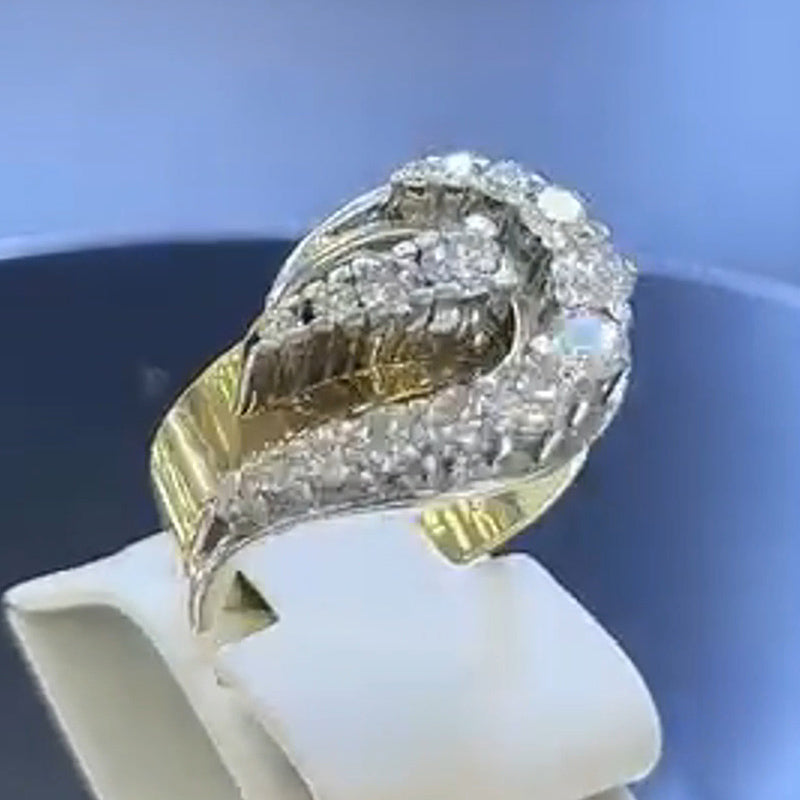 1.8ctw Vintage Style Round Sapphire Two-Tone Plated Ring - JEWELBUYS