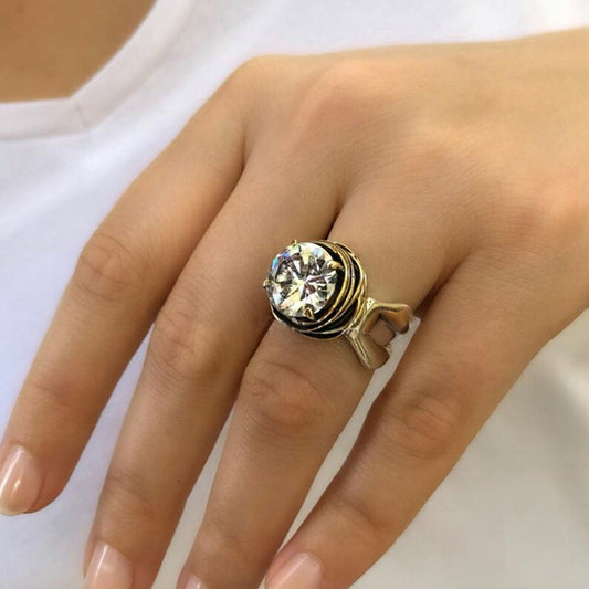 Vintage 3ct Round Cut White Sapphire Spiral Diamond Ring-JEWELBUYS