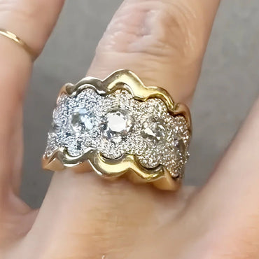 4.0Ctw Exquisite Vintage Wave Lace Sapphire Ring- JEWELBUYS