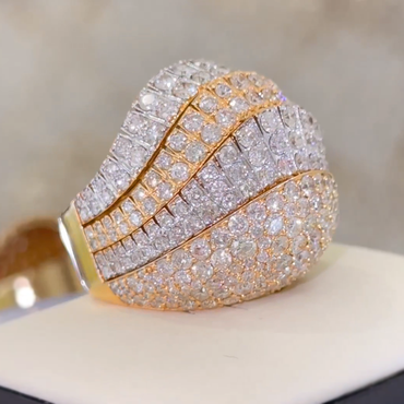 6 ctw Round Cut White Gemstone Pavé Ring -JEWELBUYS