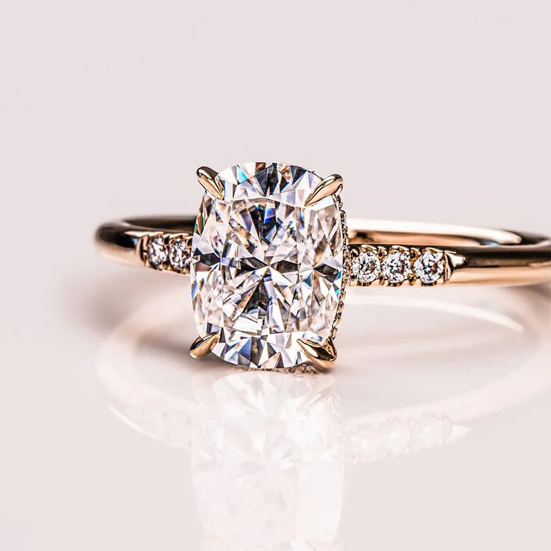 Simple 4ct Cushion Cut White Sapphire Engagement Ring-JEWELBUYS