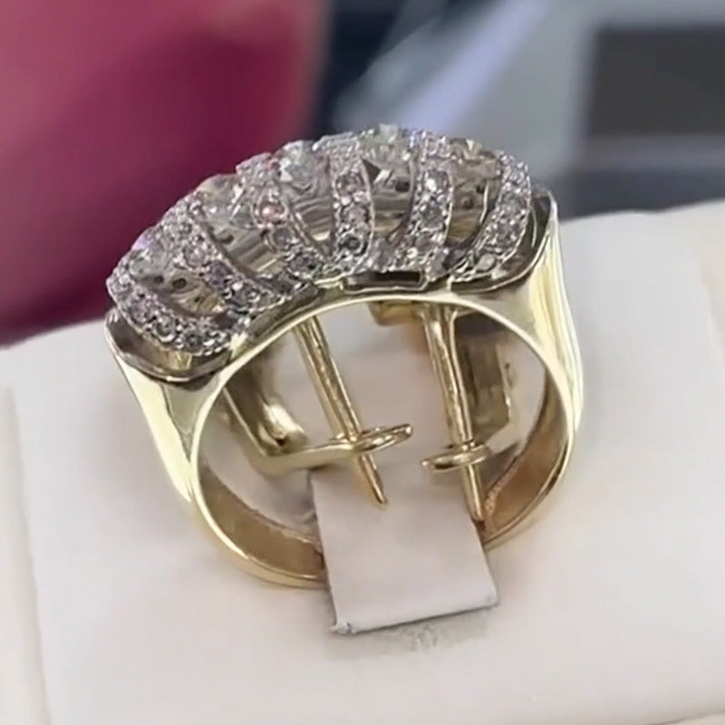 Classic style exquisite design white sapphire ring and earrings- JEWELBUYS