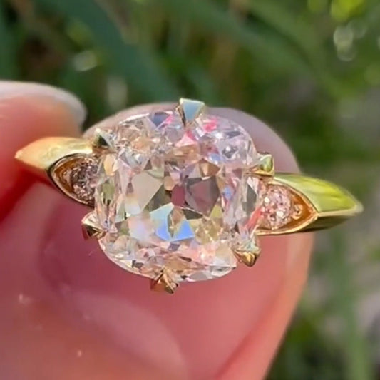 3.52ctw Vintage Style Cushion Cut Sapphire Engagement Ring-JEWELBUYS