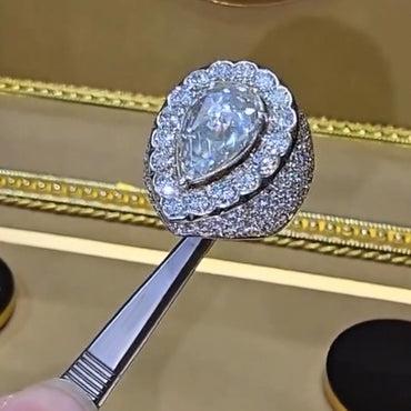 7.1Ctw Pear Lace White Sapphire Engagement Ring-JEWELBUYS