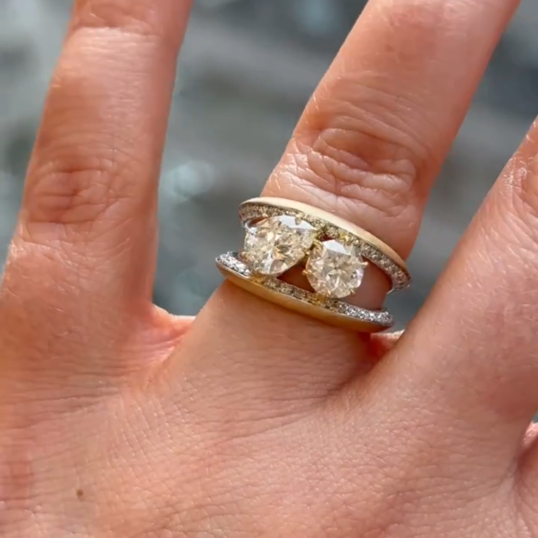 Perfect 4ct Round & Pear Cut White Sapphire Women's Engagement Ring in Gold-JEWELBUYS