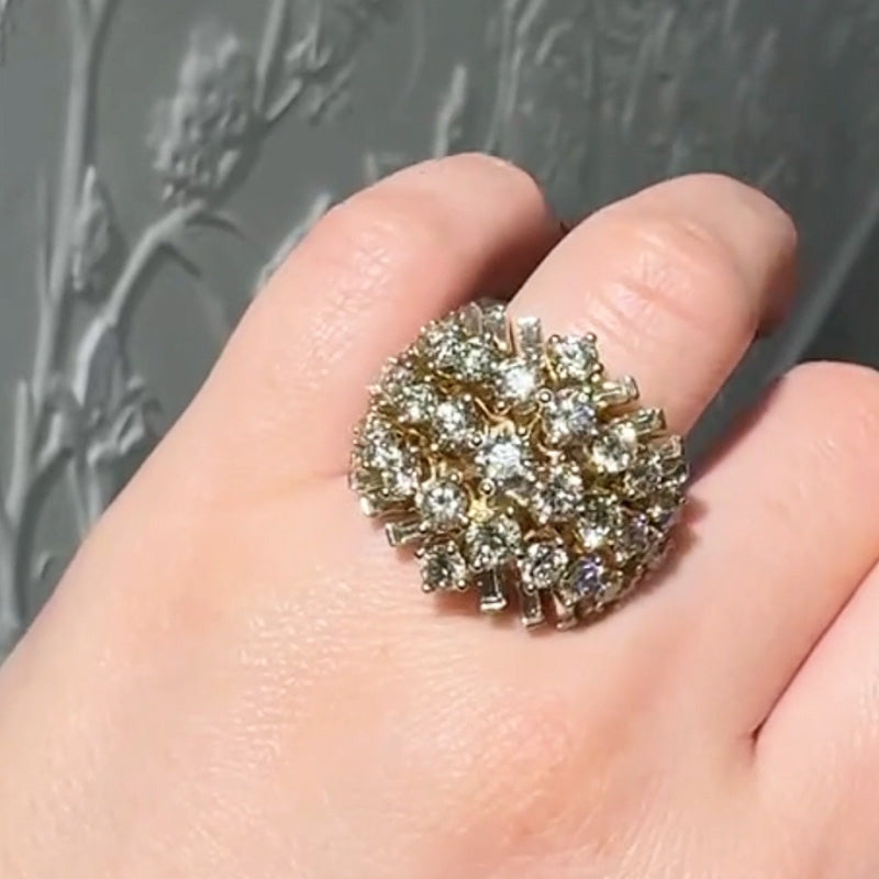 3.65ctw Round and Baguette Cut Exquisite Five Row Gemstone Ring-JEWELBUYS