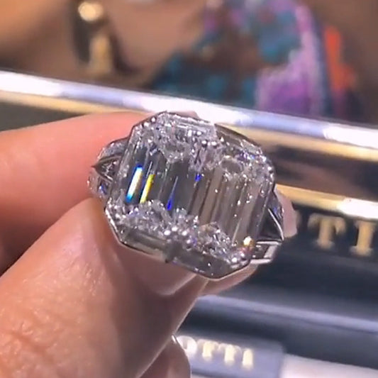 10.05ctw Two Stone Emerald Engagement Ring-JEWELBUYS