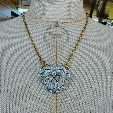 15Ctw Art Deco Mixed Old Cut Sapphire Brooch Pendant-JEWELBUYS