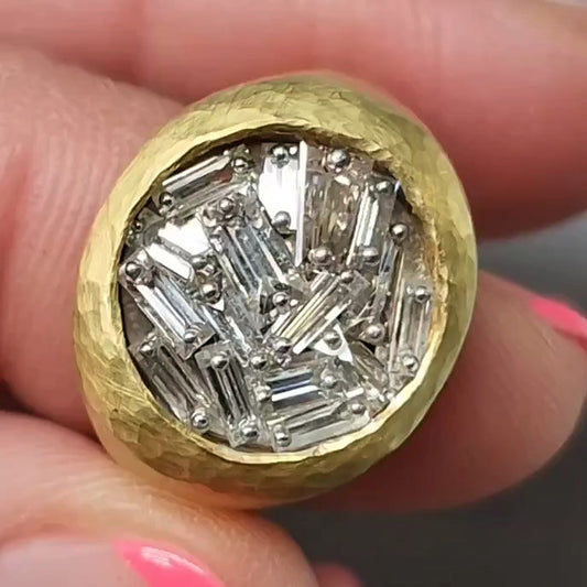 Unique 1ct Baguette Cut White Sapphire Cocktail Ring Women's Engagement Ring in Gold-JEWELBUYS